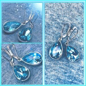 New Nine West Aqua Teardrop Drop Earrings - Elegant & Chic